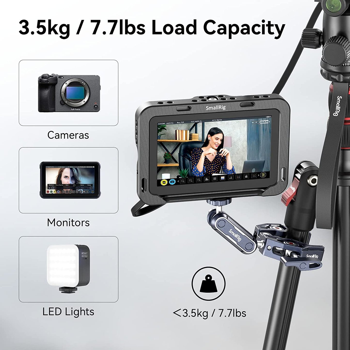 Clema de fixare magic arm cu menghina si montura cap bila cu rotatie 360°, cu filete de 1/4 inch si 3/8 inch, sarcina maxima suportata 3.5 kg, Smallrig 375757