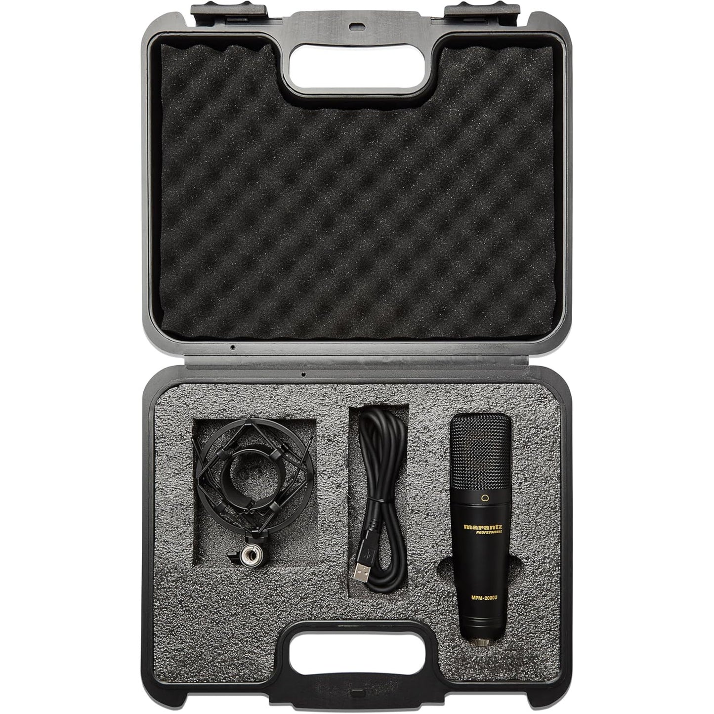 Microfon USB Marantz Professional MPM-2000U cu diafragma mare, calitate audio de studio, ideal pentru inregistrari profesionale, podcasturi, Streaming Twitch, YouTube, voce si instrumente acustice, include suport antisoc, cablu USB si geanta de transport