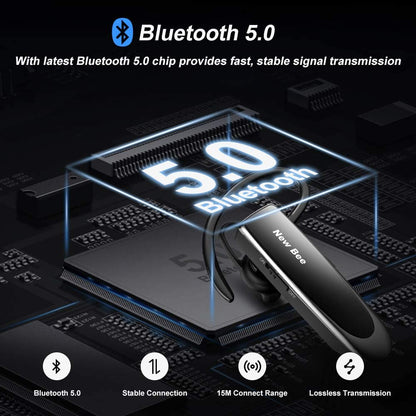 Casca New Bee Bluetooth V5.0 , Handsfree , wireless , Reincarcabile , Stereo , Negru
