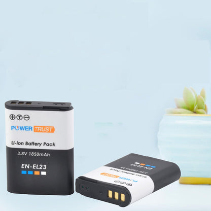Set de 2 acumulatori EN-EL23 1850 mAh si incarcator dual, compatibil cu Nikon Coolpix P900 P600 P610 P610s P900s S810c B700