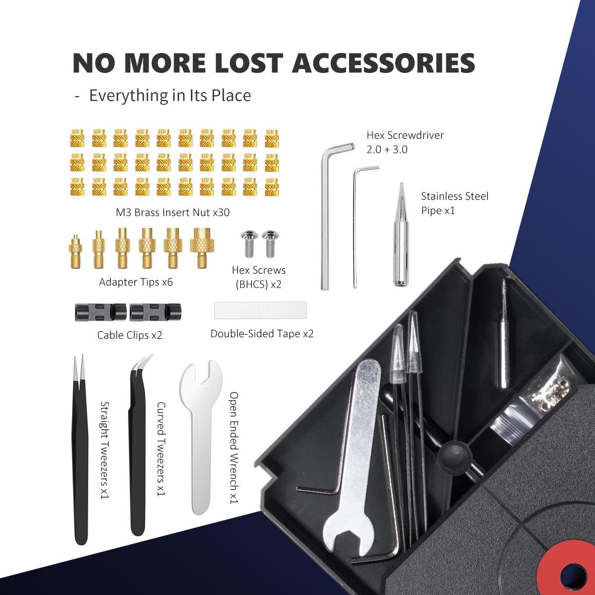 Instrument profesional de insertie termica PRO Heat Set 90W, kit complet topire insertii filetate, ghidaj liniar 210 mm, suport reglabil pe inaltime, afisaj digital 180-500°C, set 30 insertii M3 + 6 varfuri M2-M8, pentru imprimare 3D PLA/ABS/PETG