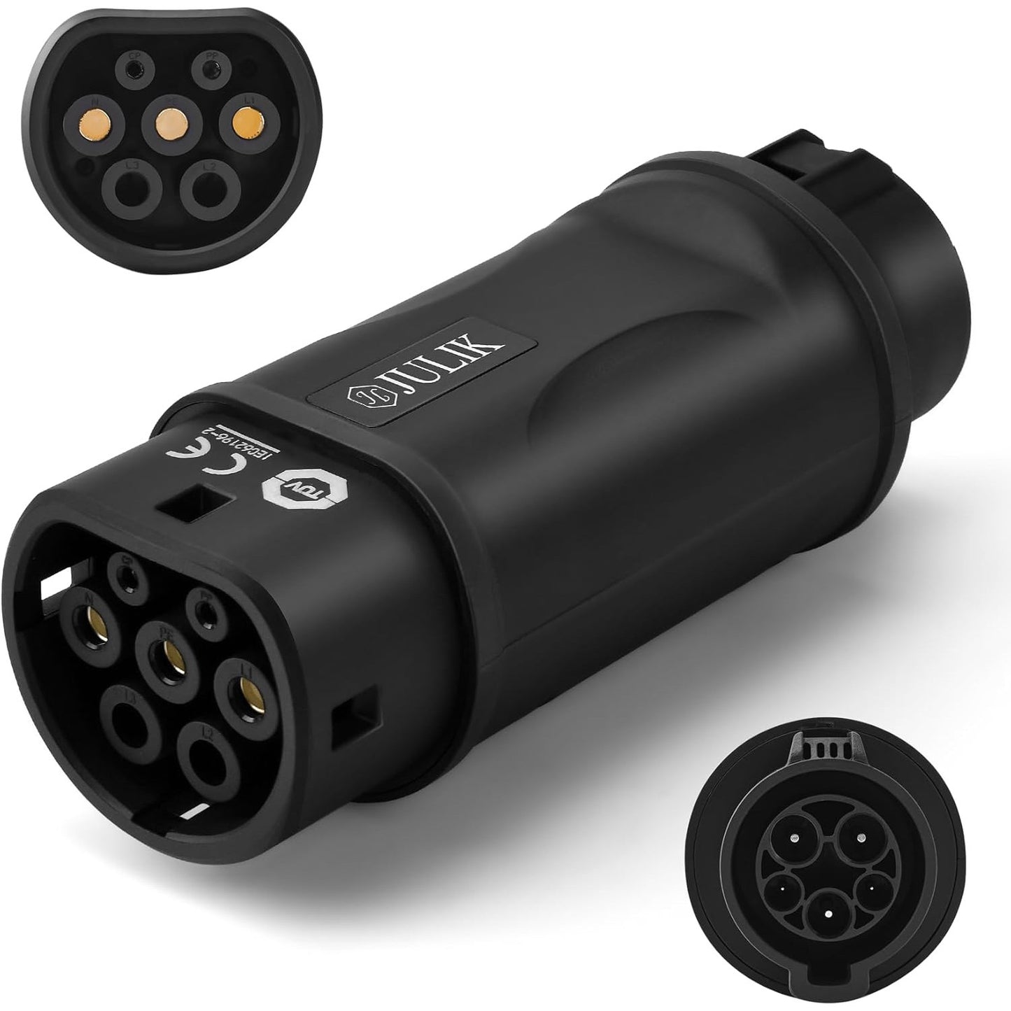 Adaptor mufa EV de la Type 1 la Type 2, adaptor de la SAE J1772 la IEC 62196, 32/16A, pentru masini electrice/hibride, monofazic
