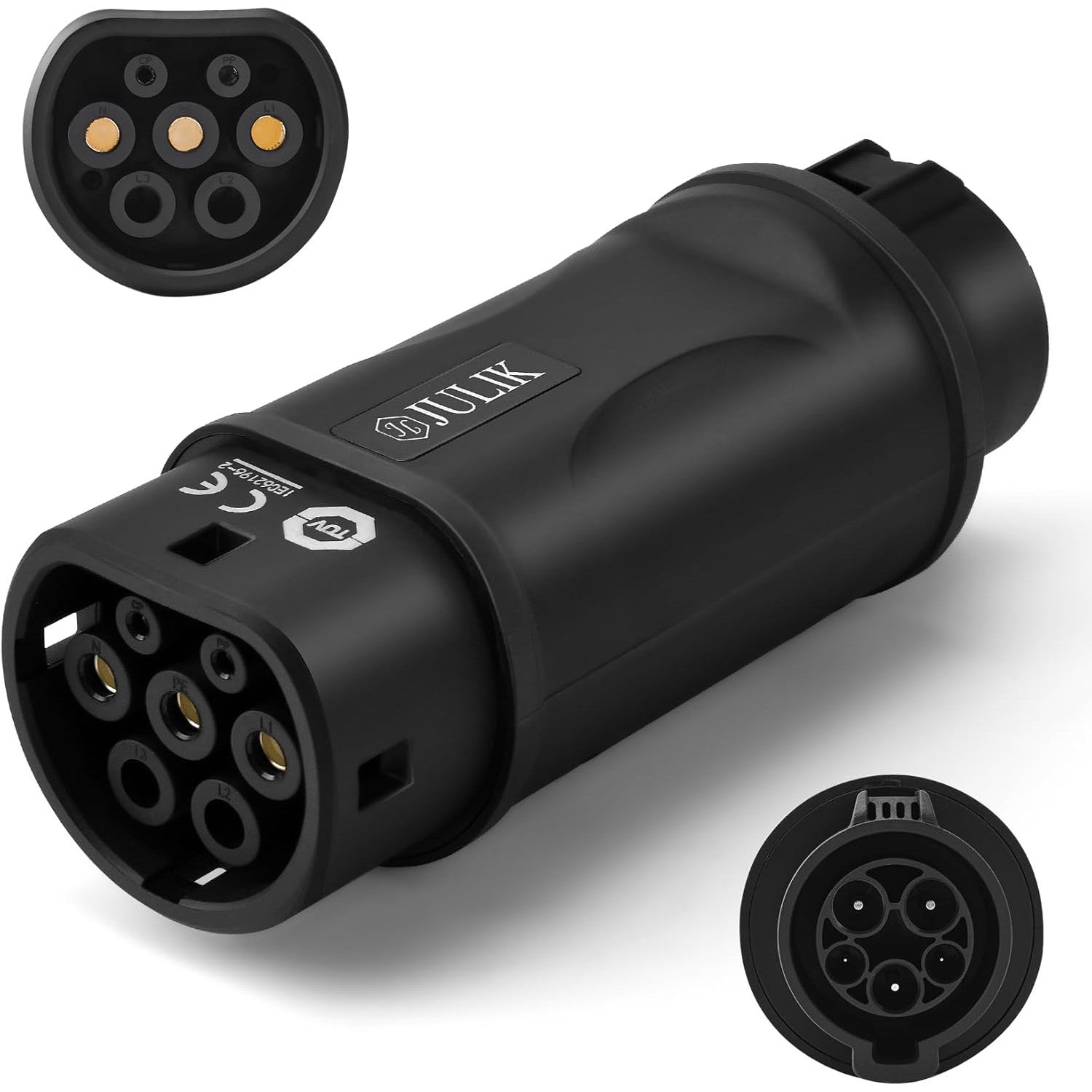 Adaptor mufa EV de la Type 1 la Type 2, adaptor de la SAE J1772 la IEC 62196, 32/16A, pentru masini electrice/hibride, monofazic