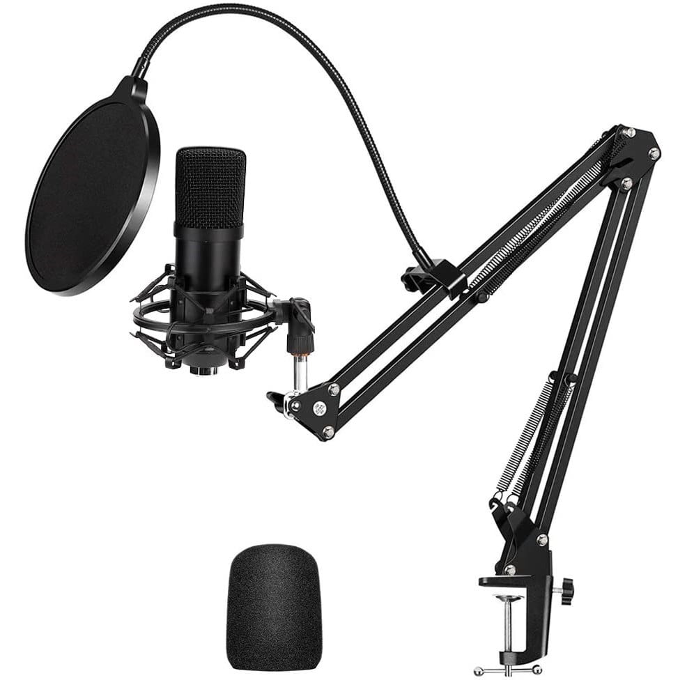 Microfon cu condensator USB ,brat cu menghina , filtru pentru inregistrare PC