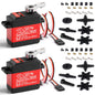 Set de 2 servomotor 25 kg, unghi operare 270°, angrenaj metalic, impermeabil IP66, cu accesorii, pentru barca RC, masina RC, brat robot, model avion, model elicopter