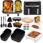 Set 19 accesorii pentru friteuza cu aer cald Tefal EY9018 Dual Easy Fry 5, 2/3, 1 L, cu tavi de silicon, gratare, clesti, forme de briose, tava de paine, multifunctionale