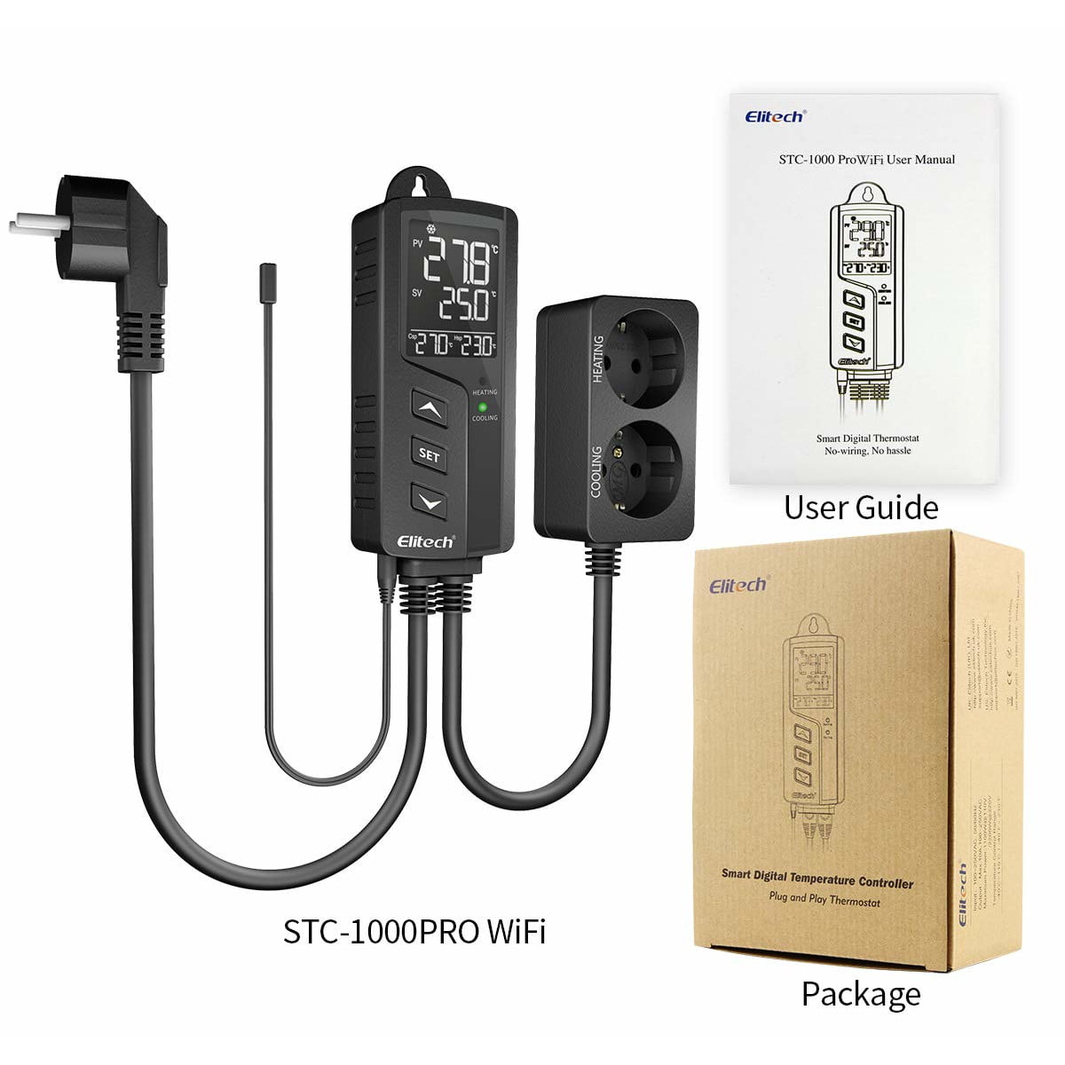 Priza smart cu termostat, WiFi, control prin aplicatie, programabil, comutator racire si incalzire automat, display LCD, STC-1000WiFi