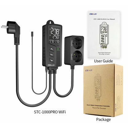 Priza smart cu termostat, WiFi, control prin aplicatie, programabil, comutator racire si incalzire automat, display LCD, STC-1000WiFi