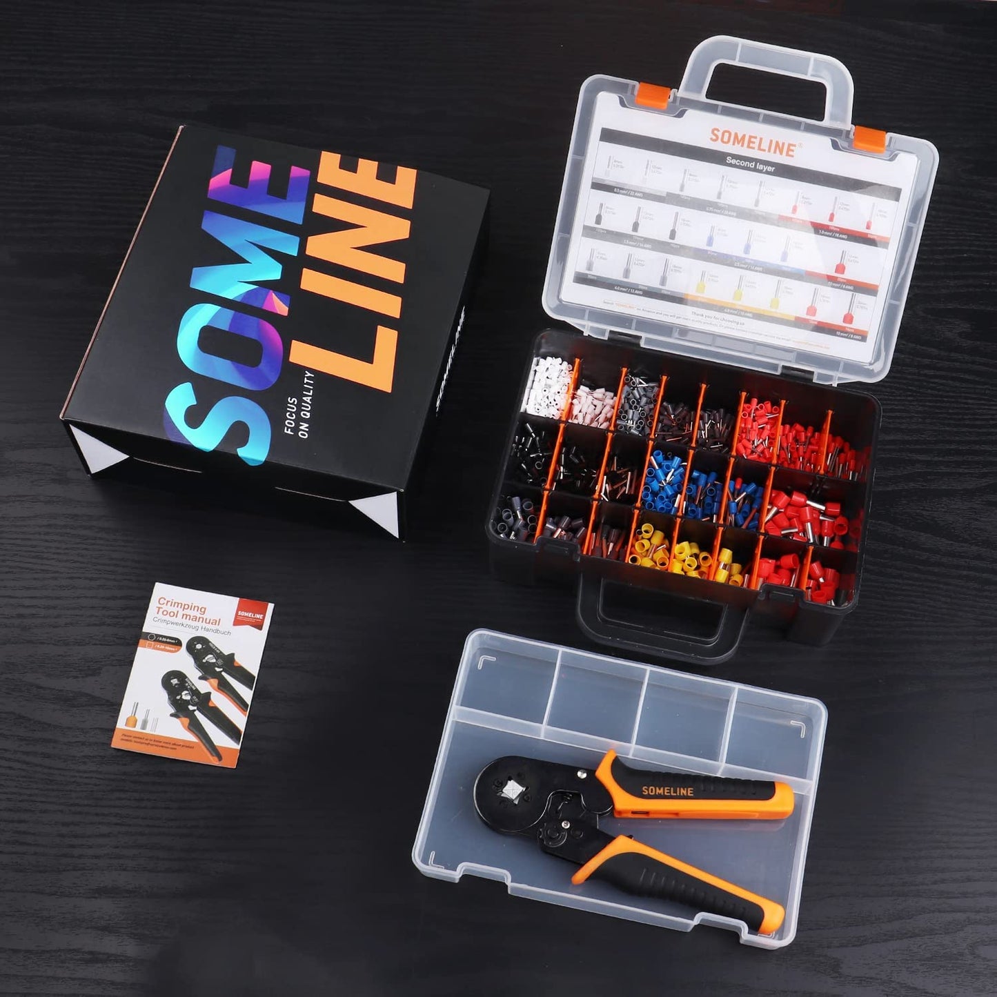Set cleste de sertizare pini conectori cu 2400 terminale conductori 0,25 - 10 mm², cu cutie de depozitare si transport