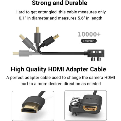 Adaptor HDMI tata la HDMI mama, 4K, cu 2 suruburi 1/4 inch, pentru BMPCC 4K, 6K, 6K Pro; Sony A7S III; Panasonic GH5, S1H, Smallrig 3019