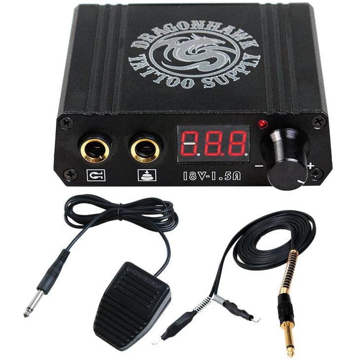 Set de 2 masini de tatuat cu sursa de alimentare, ace de tatuat, pedala, masini de tatuat rotative DragonHawk Extreme V2