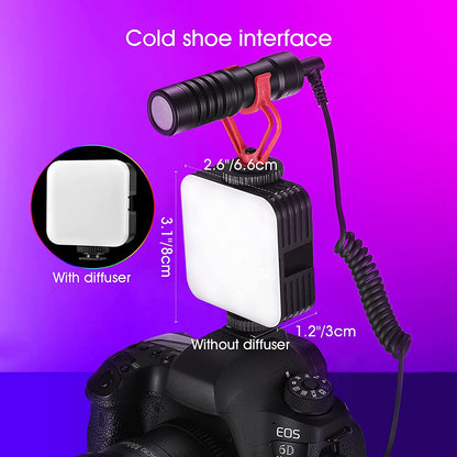 Lampa video LED RGB, lumina continua cu montura cold shoe, CRI 97+, 2500K-8500K, baterie 2000mAh, Neeweer, pentru camera, smartphone, GoPro
