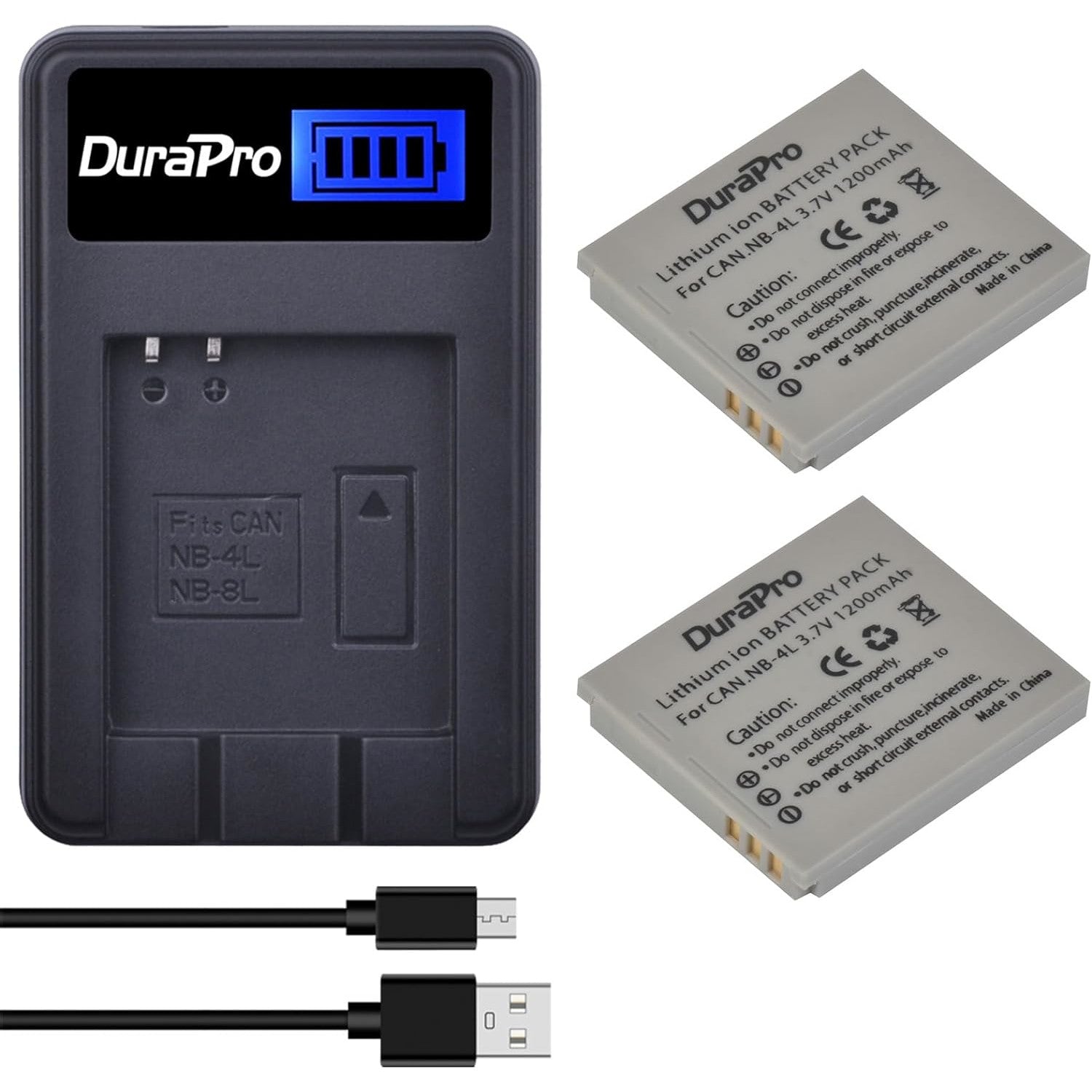 Set 2 acumulatori NB-4L 1200 mAh cu incarcator LCD USB pentru Canon IXUS 30, 40, 50, 55, 60, 65, 70, 75, 80 is, 82 is, 100 is, 110 is, 115 HS, 120 is, 130, 220 HS, 230 HS, 255 HS, 255 HS, 255 HS