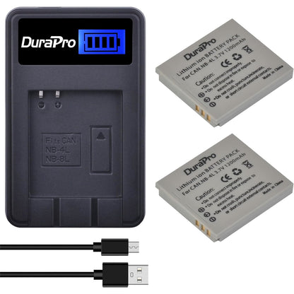 Set 2 acumulatori NB-4L 1200 mAh cu incarcator LCD USB pentru Canon IXUS 30, 40, 50, 55, 60, 65, 70, 75, 80 is, 82 is, 100 is, 110 is, 115 HS, 120 is, 130, 220 HS, 230 HS, 255 HS, 255 HS, 255 HS