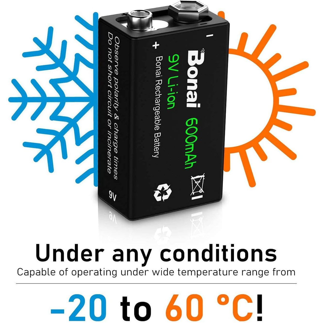 Set 4 baterii 9 V reincarcabile litiu-ion, 600mAh, 6F22, dimensiune standard, acumulatori pentru detectoare de fum, microfoane si multe altele