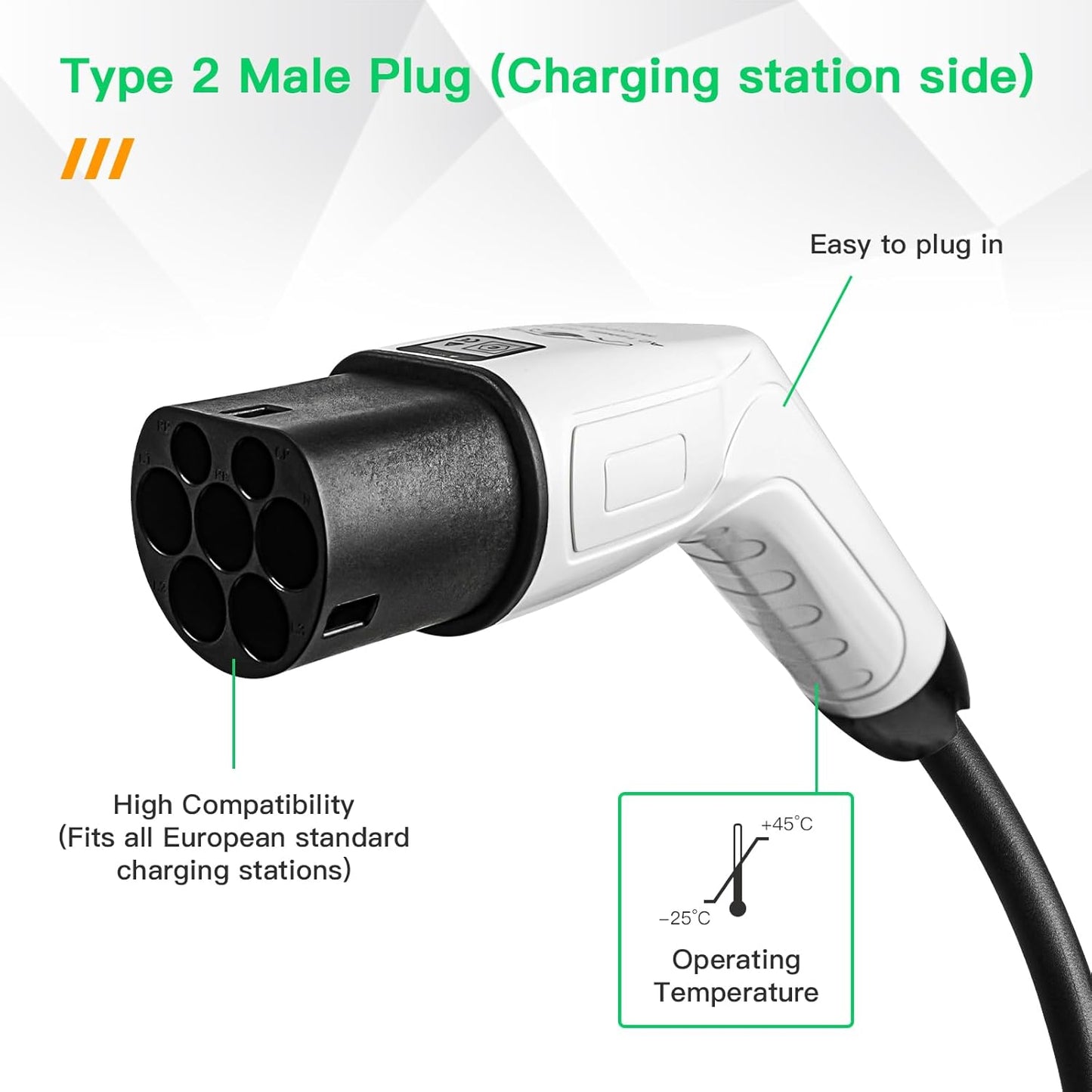 Cablu de incarcare EV AOHEWEI Tip 2 la Schuko, 16A, 250V, 3.5kW, adaptor statie incarcare IEC 62196, cablu 60 cm TPU, protectie IP55, compatibil masini electrice, trotinete si biciclete electrice, incarcare rapida