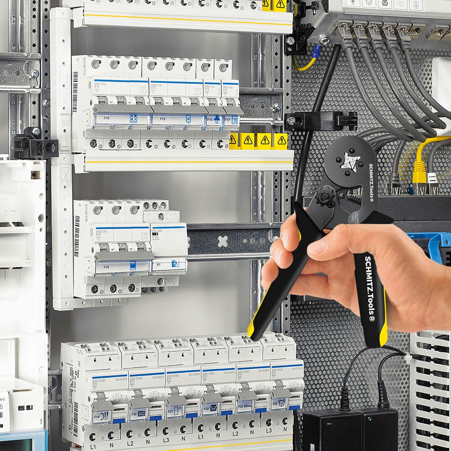 Set cleste de sertizare pini conectori profesional cu 1.800 bucati terminale conductori, 0.5-10 mm
