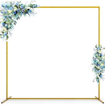 Arcada patrata pentru baloane, de 2 m x 2 m, suport metalic, 2 recipiente pentru apa, din metal, pentru nunta, zi de nastere, fundal foto, accesorii pentru petreceri, decoratiuni
