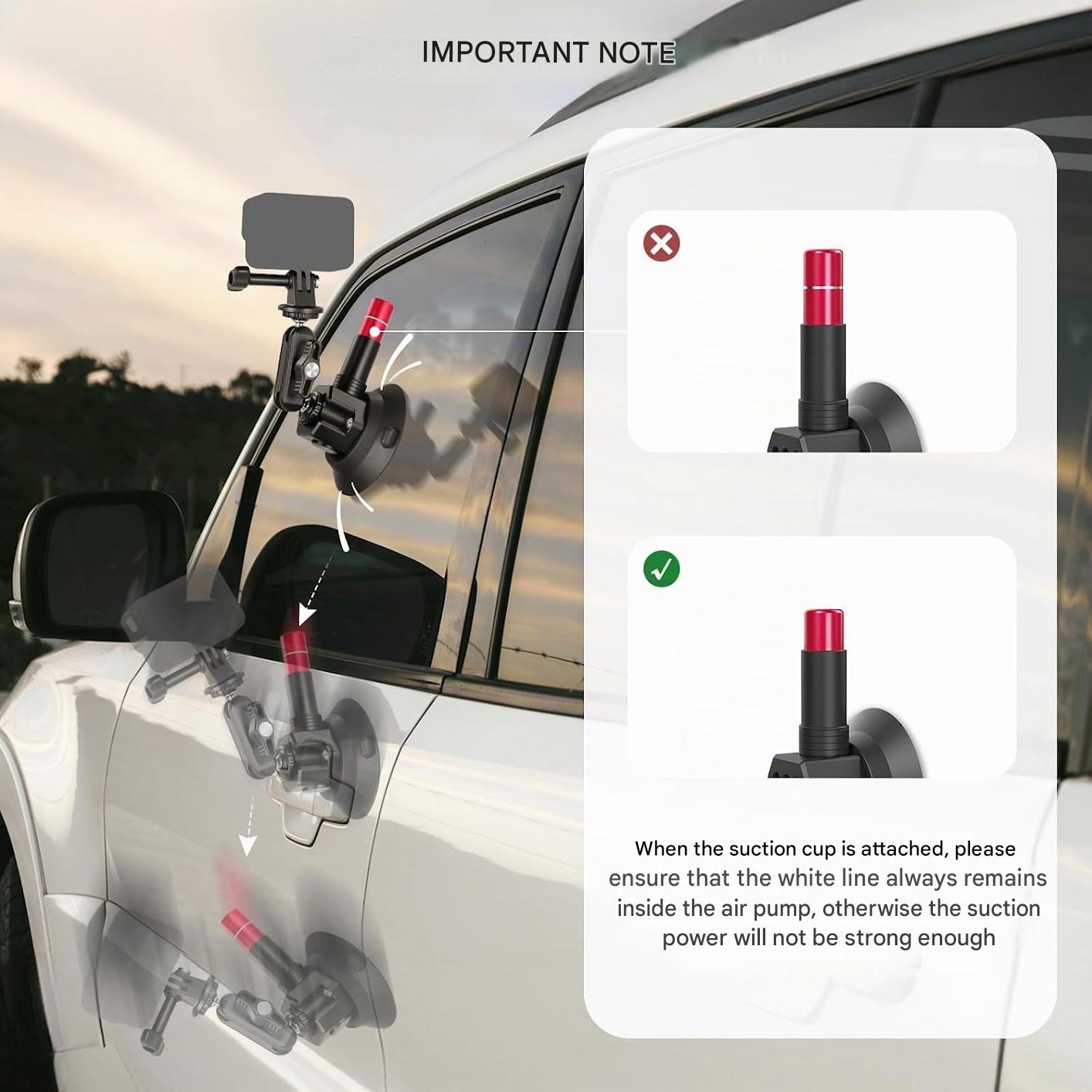 Suport auto NEEWER CA136 cu tripla ventuza, sistem montare camera actiune, compatibil GoPro/Insta360/DJI, sina NATO, brate din fibra de carbon extensibile pana la 60 cm, sarcina max. 1 kg, adaptor 1/4”, pentru vlog si filmare POV ID produs: 4307