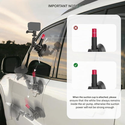 Suport auto NEEWER CA136 cu tripla ventuza, sistem montare camera actiune, compatibil GoPro/Insta360/DJI, sina NATO, brate din fibra de carbon extensibile pana la 60 cm, sarcina max. 1 kg, adaptor 1/4”, pentru vlog si filmare POV ID produs: 4307