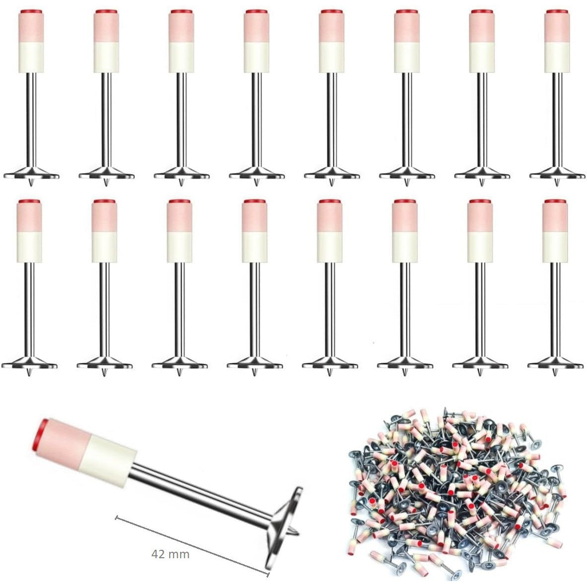 Set 50 cuie rotunde, bolturi de 42mm lungime pentru pistol de cuie manual, 7, 3 mm diametru, pentru beton, lemn, caramida, tavane, pereti, pardoseli