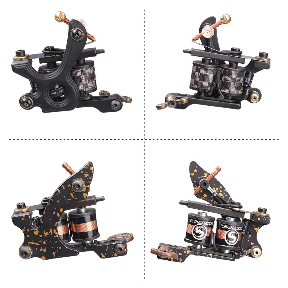Set 2 masini de tatuat cu sursa de alimentare, 20 de ace pentru tatuaj, aparat cu bobina, piele de practica, actionare prin pedala, cu kit de accesorii
