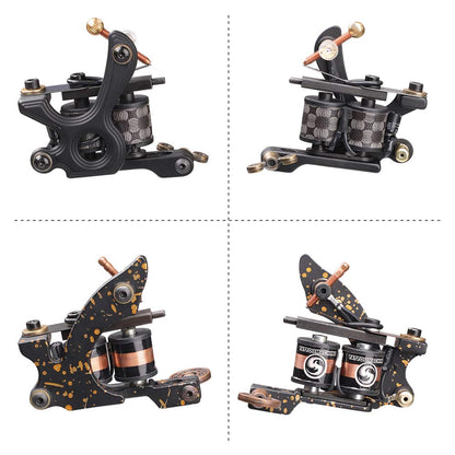 Set 2 masini de tatuat cu sursa de alimentare, 20 de ace pentru tatuaj, aparat cu bobina, piele de practica, actionare prin pedala, cu kit de accesorii