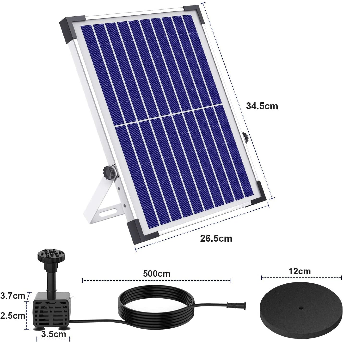 Set fantana arteziana solara 12 W cu 2 pompe, cu 2 baterii incorporate 2000 mAh, pompa de apa plutitoare cu 6 stiluri de jet pentru baie de pasari / iaz mic / gradina