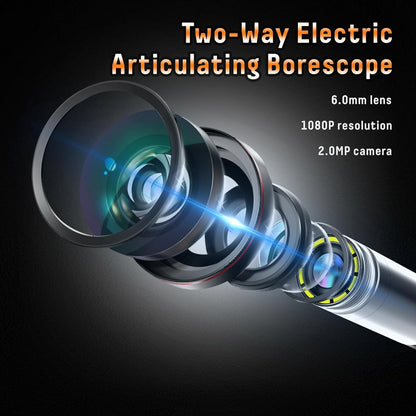 Endoscop industrial, camera de inspectie rotativa electric 360°, cu lentila de 6 mm, 8 lumini LED reglabile, ecran de 5 inch, tub semirigid de 1.5 m, card 64 GB inclus, foto/video