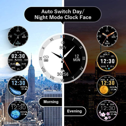 Ceas smartwatch inteligent Tinwoo, cu incarcare wireless, cadru metalic, ecran tactil de 1,3 inci, tracker fitness cu monitorizare de ritm cardiac si somn