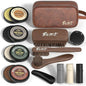 Set complet ingrijire si lustruire pantofi din piele, 13 piese – Crema pantofi negru, maro si neutru, ulei, perii profesionale din par de cal pentru curatare si lustruire, lavete microfibra, burete curatare, incaltator si geanta piele pentru depozitare