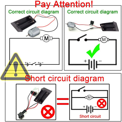 Set de 8 motor DC 1.5V-6V, 15000-16000 RPM, cu 4 carcase cu suport baterie, 16 clesti crocodil izolati, 2 cabluri 22AWG de 1m si 8 intrerupatoare, R340
