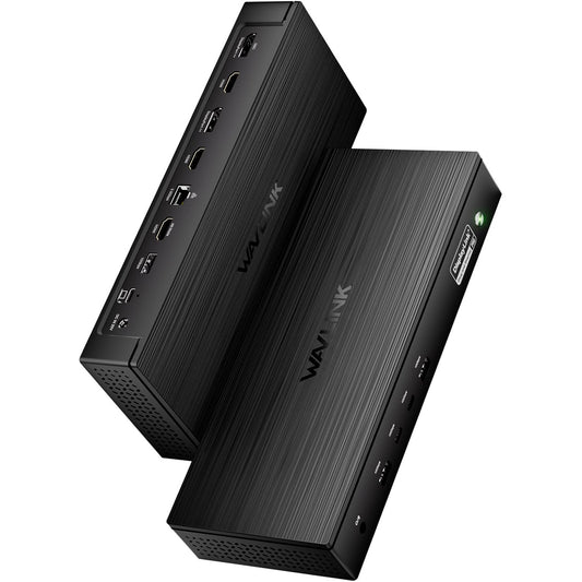 Statie de andocare WAVLINK 13-in-1 DisplayLink, Dual 8K / 5x 4K, 3x HDMI + 2x DisplayPort, USB-C 100W Power Delivery, USB 3.2 10Gbps, Ethernet 2.5G, compatibila Windows & Mac (M1/M2/M3/M4)