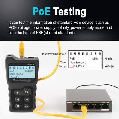 Tester de retea,tensiune si curent de testare a cablului de retea PoE LCD multifunctional