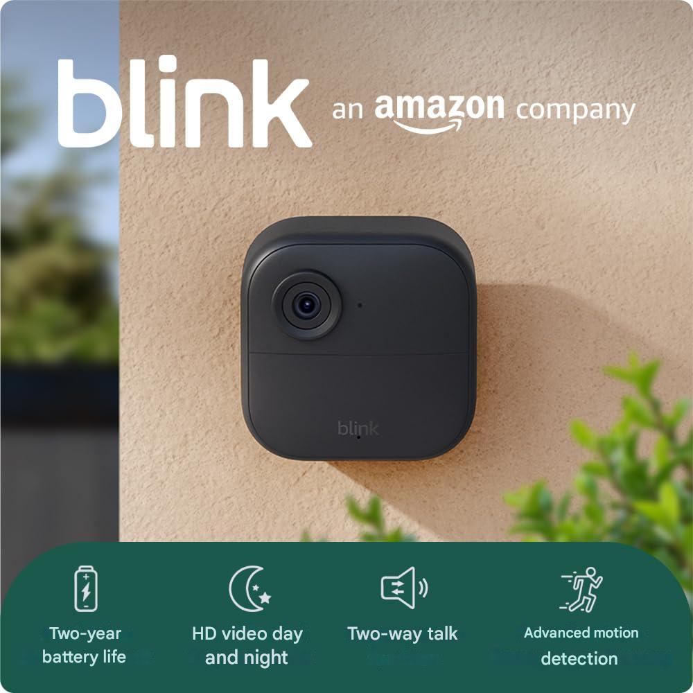 Set camera de supraveghere Blink Outdoor 4 + sonerie video, Full HD 1080p, Wireless, IP65, detectare miscare, compatibila cu Alexa, audio bidirectional, vedere nocturna IR, negru