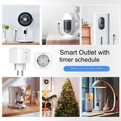 Set de 4 priza smart WiFi, cu control prin aplicatie, functie temporizare, compatibile Alexa si Google Assistant, 16A 220 V, protectie la supraincalzire, albe