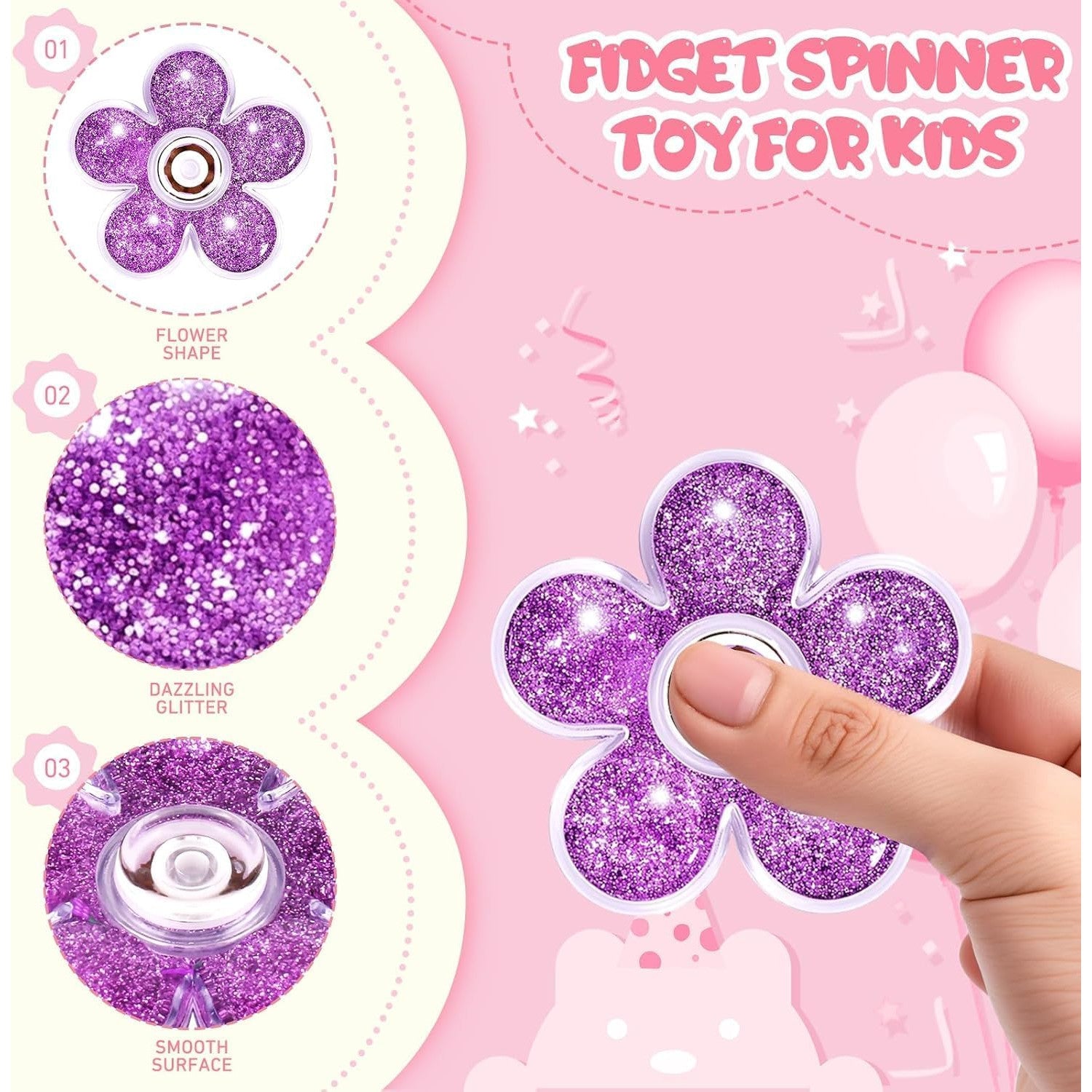 Set 6 Fidget Spinner Coolden cu sclipici lichid, jucarii antistres pentru copii si adulti, spinner manual, relaxare, concentrare, multicolor