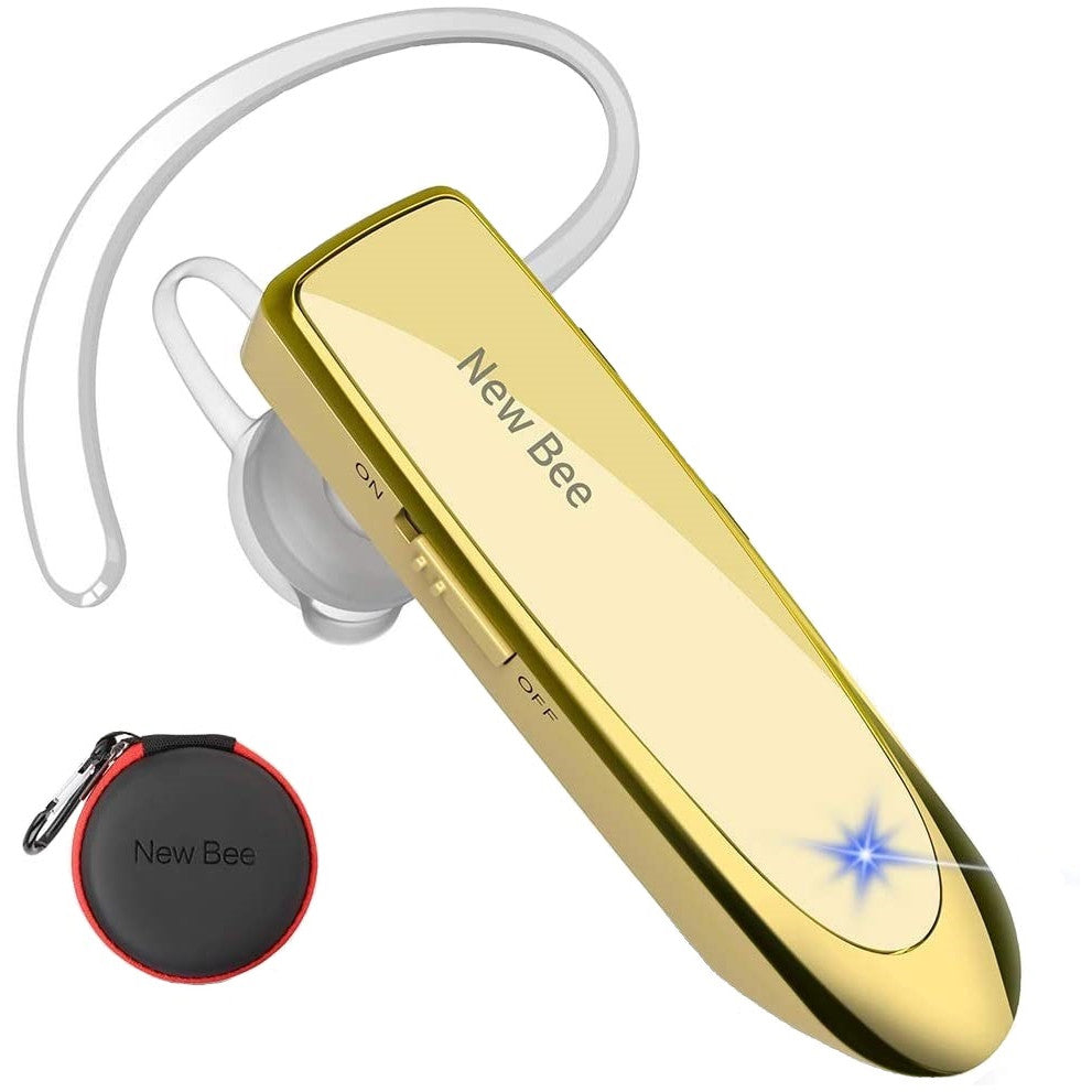 Casca New Bee Bluetooth V5.0, Handsfree, wireless, Reincarcabile, Stereo, Auriu
