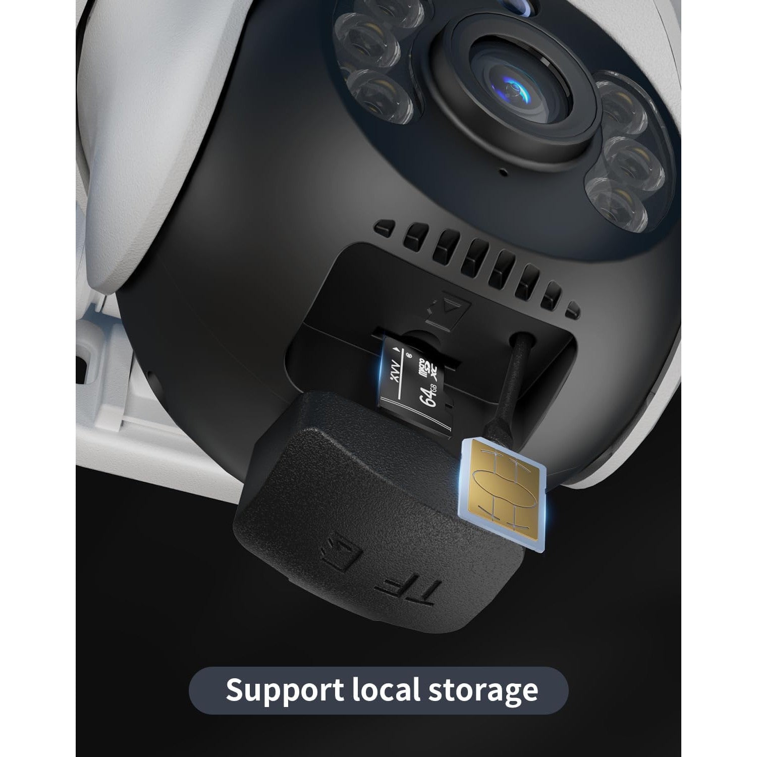 Camera de supraveghere cu SIM 4G LTE, 4 MP, Ultra HD, 360° PTZ, nightvision color, detectare miscare, impermeabila IP65, comunicare bidirectionala, aplicatie dedicata, alba