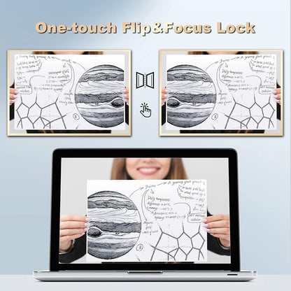 Camera scanner de documente A4, A3, 4K 4160 x 3120, de 13 MP, cu Autofocus, 30 FPS, streaming live si inregistrare, lumina LED, microfon incorporat, zoom digital, butoane cu touch, pentru Windows, Mac, Chromebook Joyusing