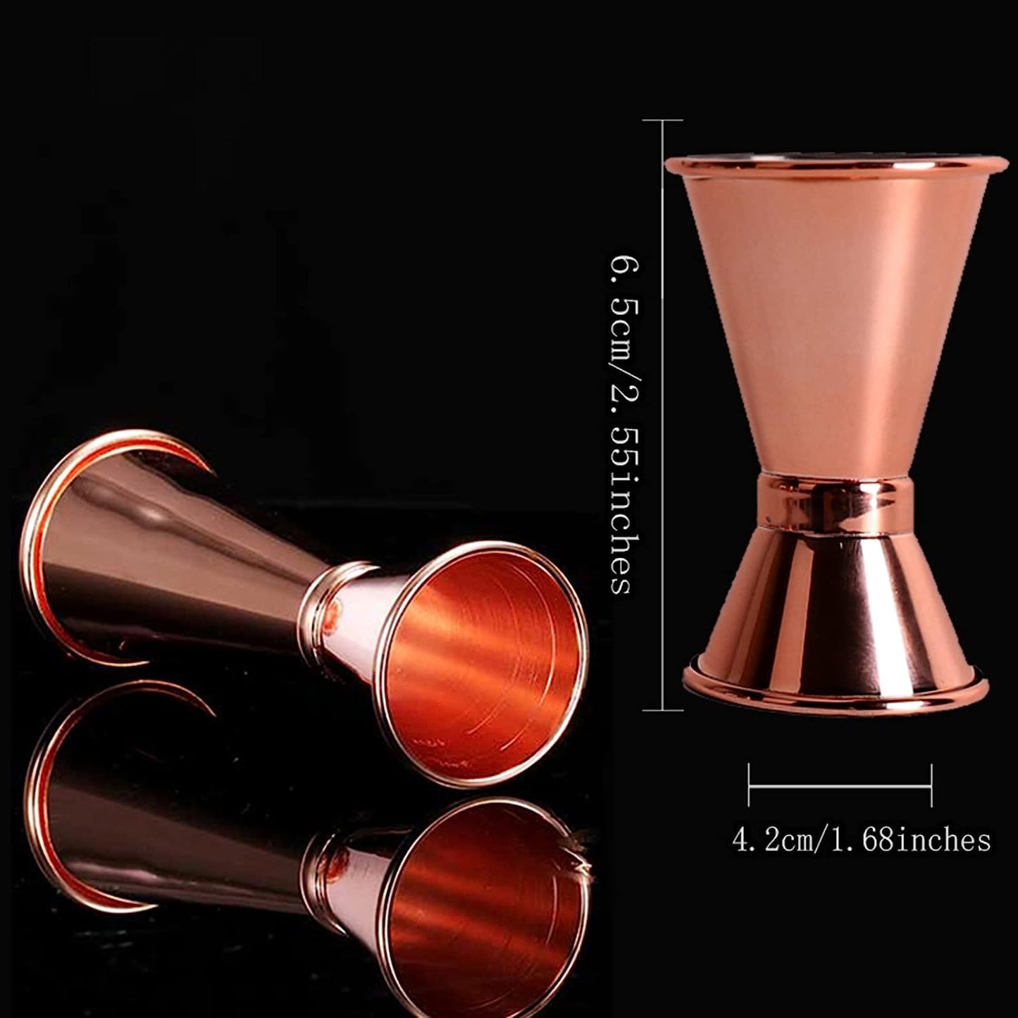 Set de 4 cani Moscow Mule, cesti 550 ml cu farfuriute, pai, jigger, lingurita, perie de curatare pai, tirbuson, rose gold