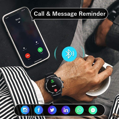 Ceas smartwatch inteligent Tinwoo, cu incarcare wireless, cadru metalic, ecran tactil de 1,3 inci, tracker fitness cu monitorizare de ritm cardiac si somn