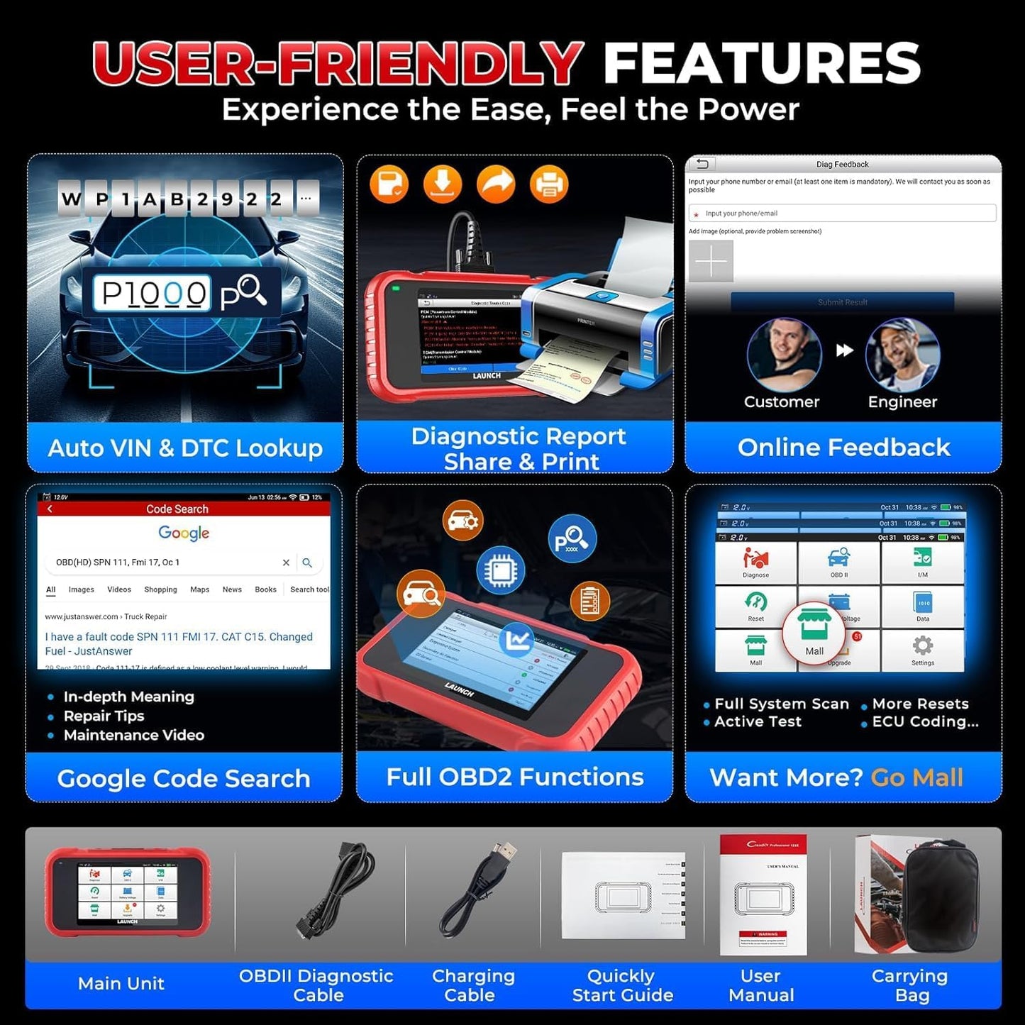Tester diagnoza auto LAUNCH CRP129E OBD2, scaner profesional pentru motor, ABS, airbag SRS si transmisie, resetare DPF, ulei, EPB, TPMS, SAS, BMS, codare injectoare, actualizari gratuite prin Wi-Fi