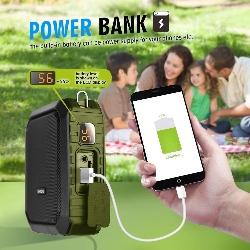 Megafon portavoce Bluetooth portabil, cu microfon headset, 18W, baterie 4400 mAh cu functie powerbank, slot card, impermeabil IPX5, pentru profesori, gid turistic, antrenor