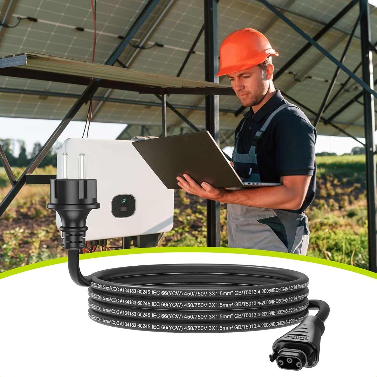 Cablu alimentare BC-05 5 m pentru micro‑invertor solare HMS, IP68, conector BC-05 la priza Schuko, rezistent la intemperii, conexiune stabila si instalare usoara
