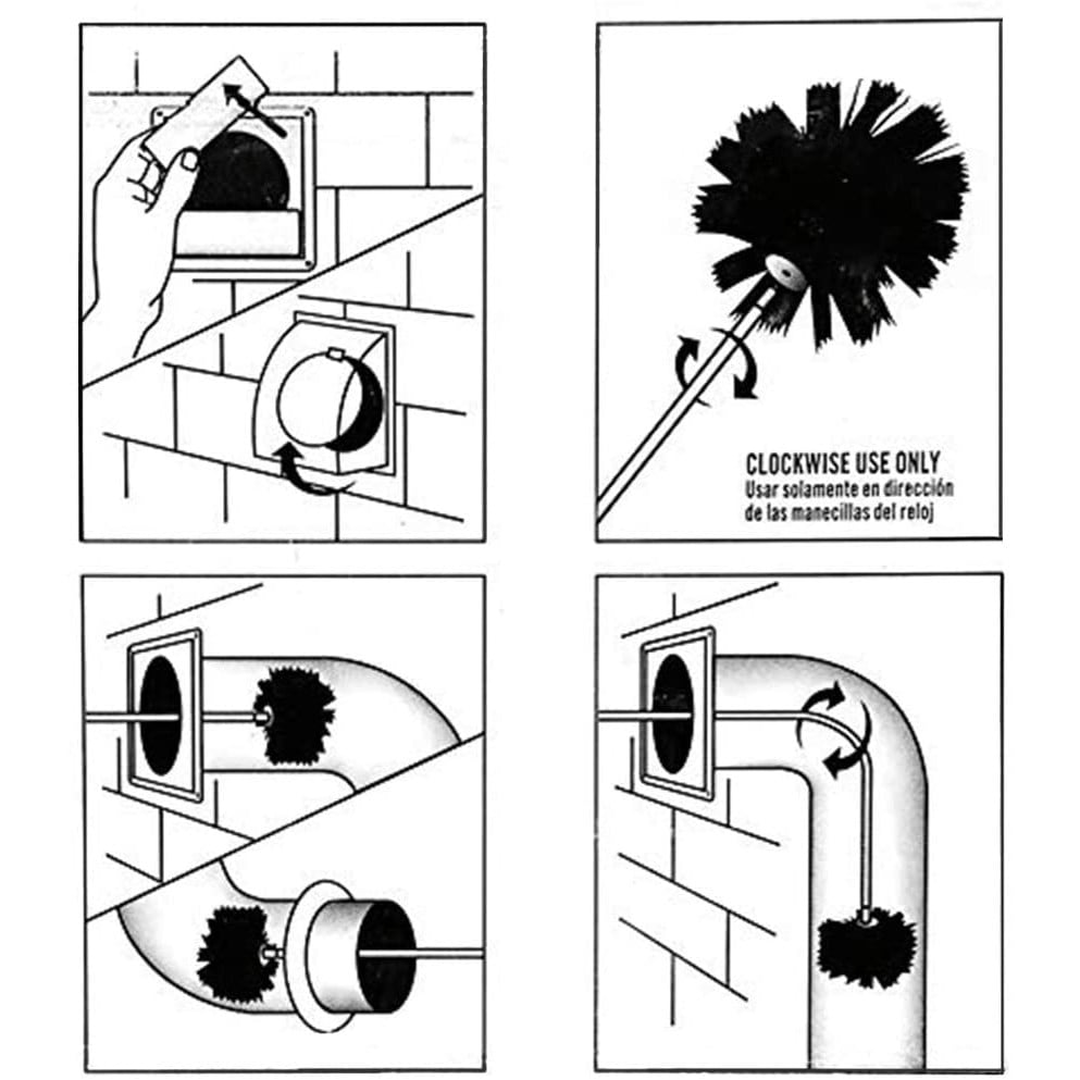 Kit de curatare cos de fum, pentru horn, cu perie, asamblare usoara, pentru sobe, centrale termice, seminee, 6m