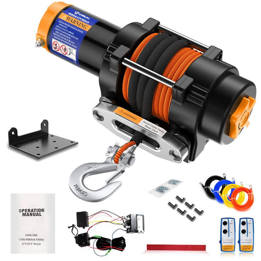 Troliu electric Anbull 12V pentru ATV si UTV – Capacitate 4500 Lbs / 2045 kg, franghie sintetica si nailon, rezistent la apa IP67, cu suport de montare si 2 telecomenzi wireless incluse, ideal pentru Off-Road si tractari