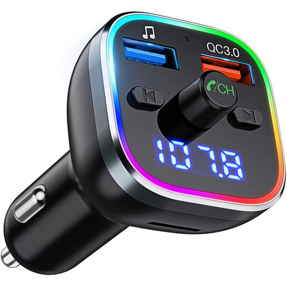 Modulator FM Bluetooth 5.0 , Transmitator FM , Quick Charge 3.0 ,LED , MP3 player, Aux In, FM kit, USB 2.4A, QC3.0 , micro SD, Stick USB