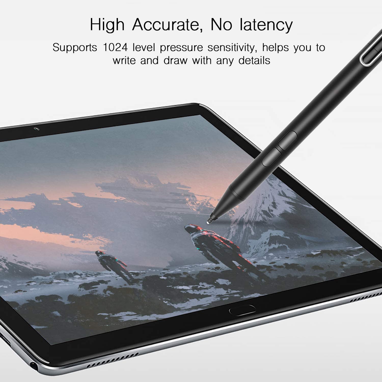 Pix Stylus pentru Microsoft Surface, 1024 puncte presiune, Respingere palma, Surface PRO / Go / Laptop / Book / Studio, negru