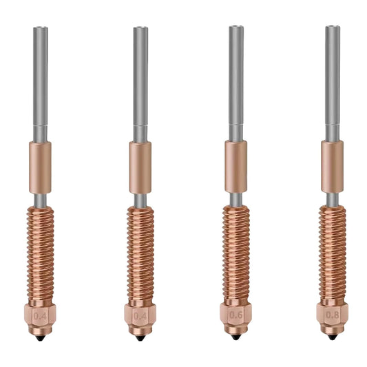 Set de 4 duze pentru Creality K1C, K1 SE, Ender 3 V3, Ender 3 V3 Plus and K1/K1 Max, cu schimbare rapida, 2 duze de 0.4mm, 1 duza de 0.6 mm, 1 duza de 0.8 mm, din aliaj de titan